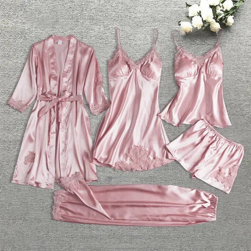 Eloura-Moda | Five-piece silk robe set