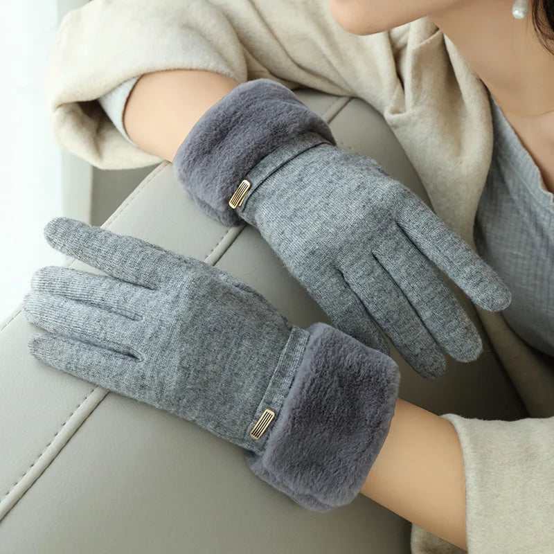 Harper Fitted Gloves | Fur Trim Strap Detail Gloves