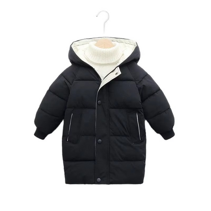 Kids Long Hoodie Jacket, Thick Winter Coat for Boys and Girls Ages 4–10