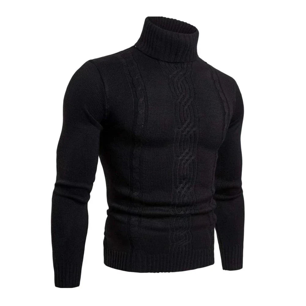 Adrian Cable Knit Turtleneck Sweater For Men Warm Thick Winter Knitwear Essential