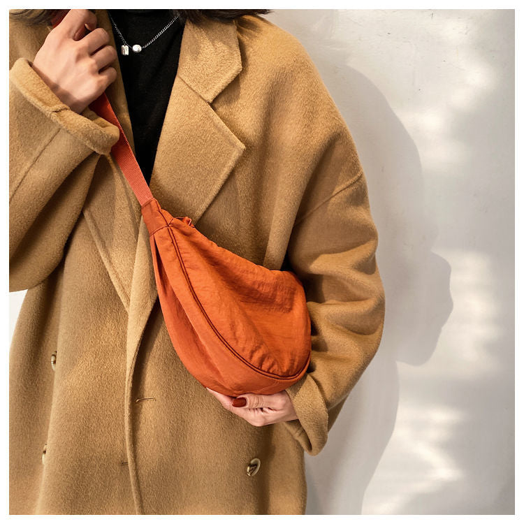 TrendAura Nevaeh Crescent Crossbody Bag - Soft Textured Fabric, Adjustable Strap For Everyday Use