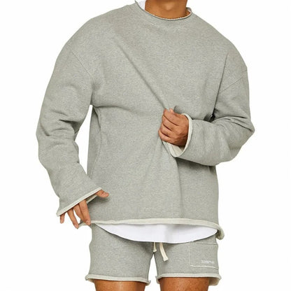 Max Men's Comfortable Loungewear Set With Long Sleeve Shirt And Shorts For Everyday Relaxation