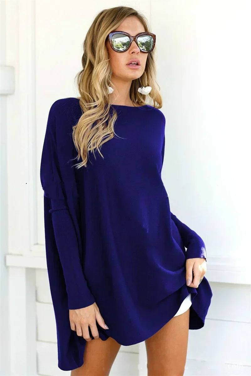 Women’s Pullover Sweater – Oversized Fit – Soft Knit – Long Sleeve Tunic Length