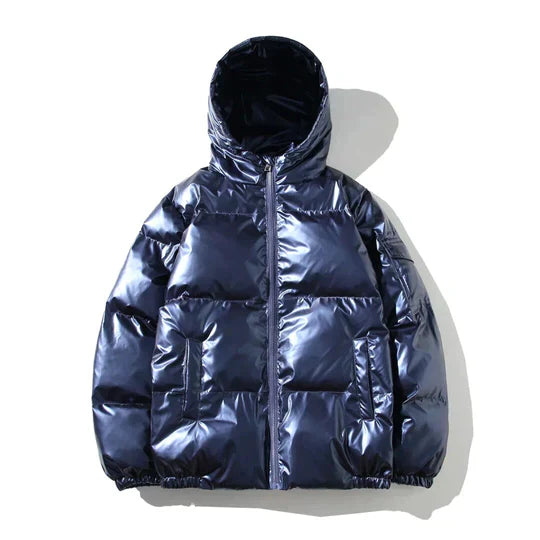 Eloura-Moda | Windproof metallic winter puffer jacket
