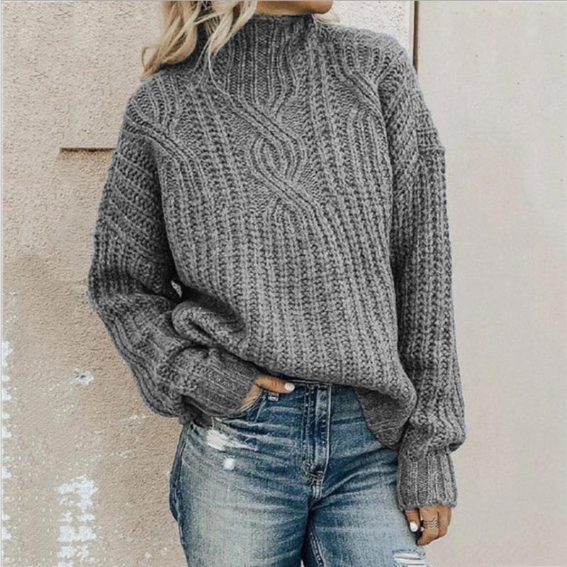 Women's Winter Sweater | With High Collar and Pattern