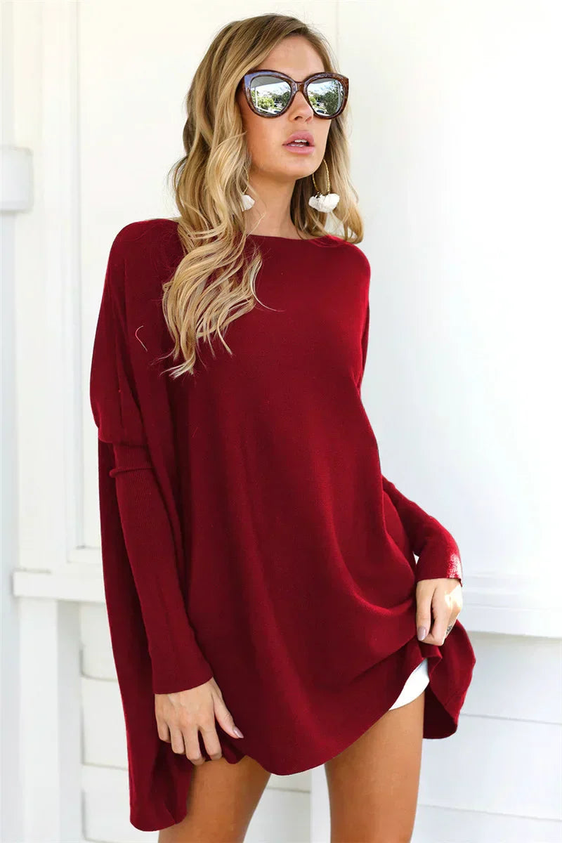 Women’s Pullover Sweater – Oversized Fit – Soft Knit – Long Sleeve Tunic Length