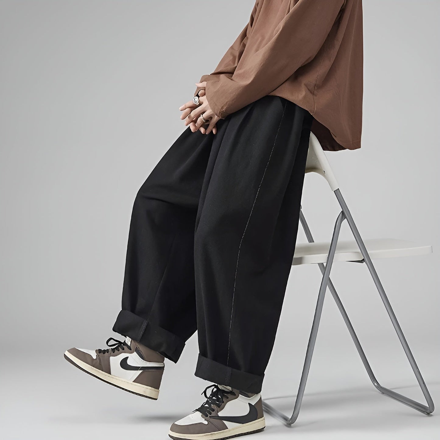 TrendAura Chinos Sarouel Pants - Oversized Pleated Cargo Style for All Day Comfort and Movement