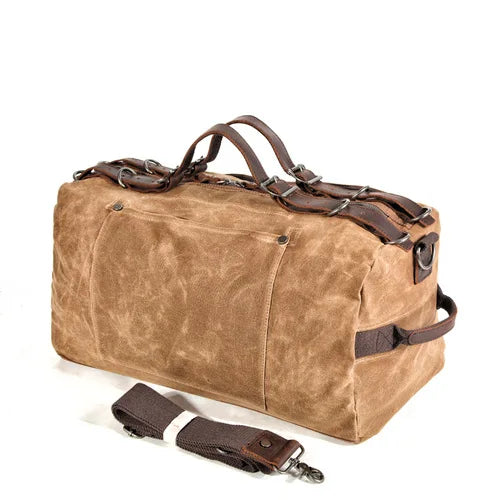 TrendAura TrekCanvas Waxed Bag - Waterproof Waxed Canvas With Durable Leather Straps