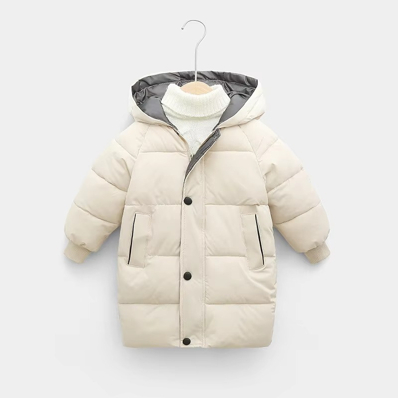 Kids Long Hoodie Jacket, Thick Winter Coat for Boys and Girls Ages 4–10