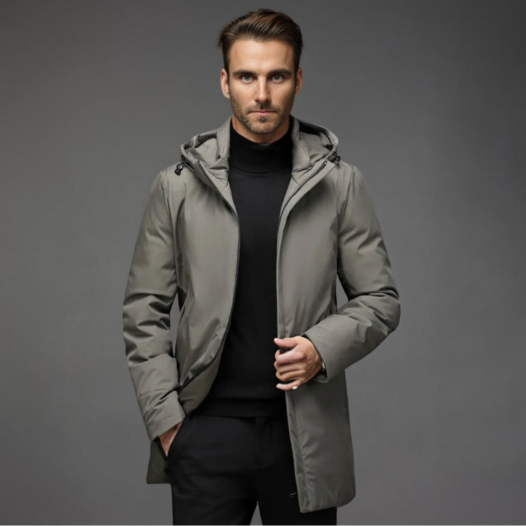 Mens Winter Parka Coat With Hood And Structured Silhouette For Cold Weather Urban Premium Comfort