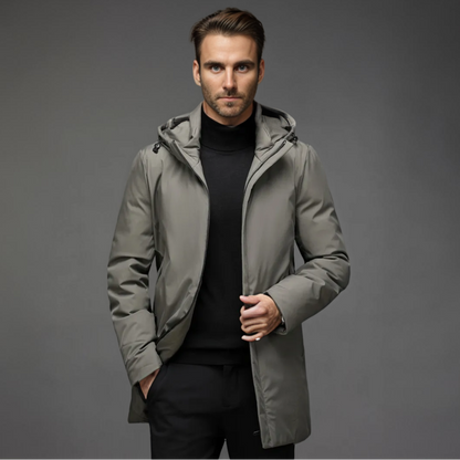 Mens Winter Parka Coat With Hood And Structured Silhouette For Cold Weather Urban Premium Comfort