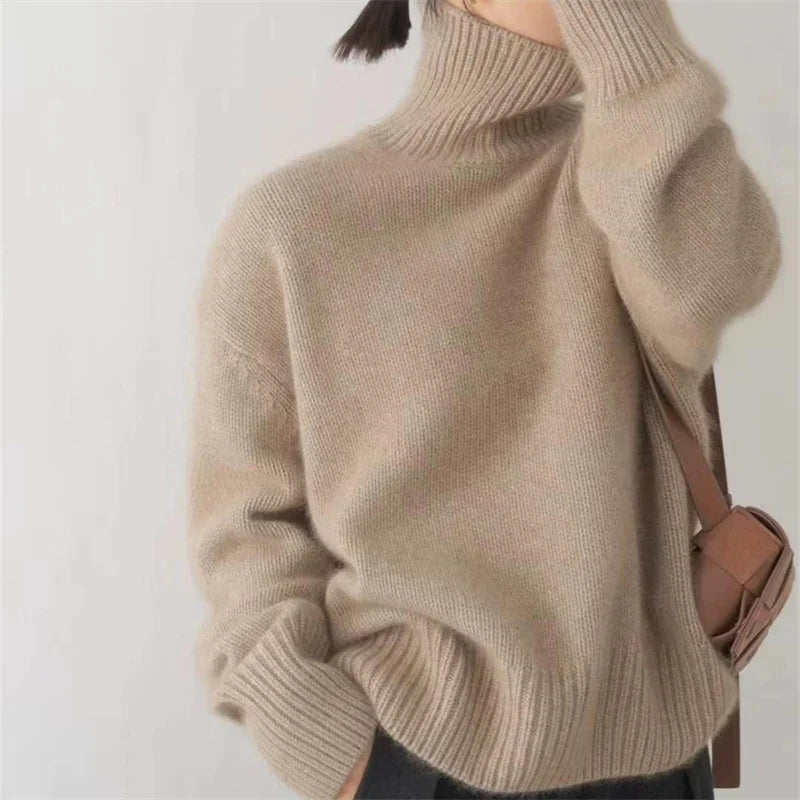 Oversized Cashmere Turtleneck Sweater For Women Ultra Soft Warmth And Lightweight Comfort