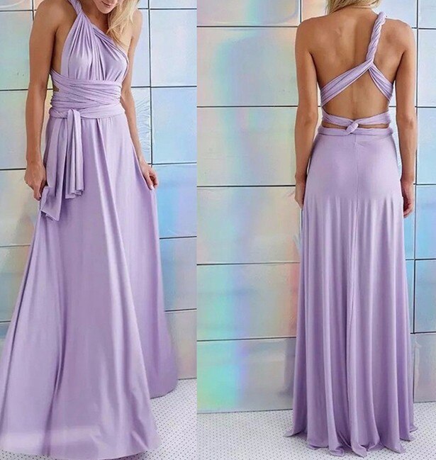 Women's Maxi Dress - Halterneck - Open Back - Waistband - Elegant Party Dress