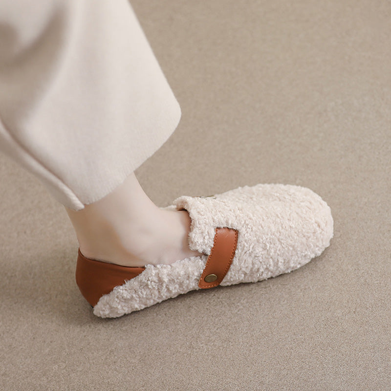 Women's Cozy Fleece Flats With Arch Support For All Day Comfort And Warm Plush Lining