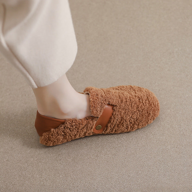 Women's Cozy Fleece Flats With Arch Support For All Day Comfort And Warm Plush Lining