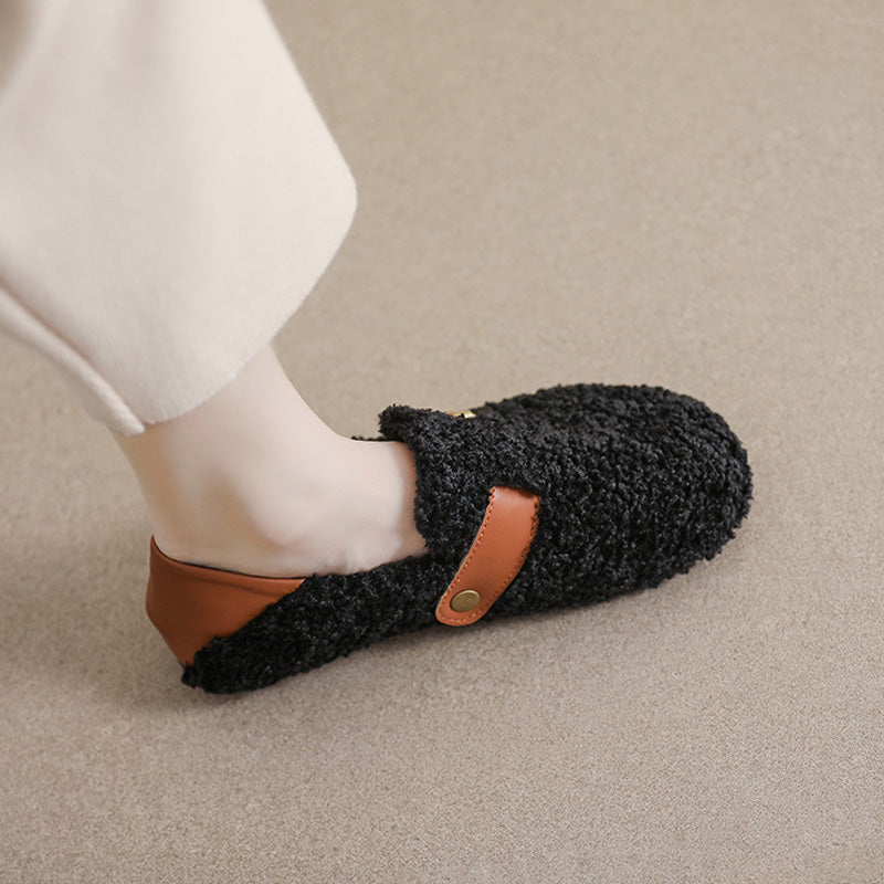 Women's Cozy Fleece Flats With Arch Support For All Day Comfort And Warm Plush Lining