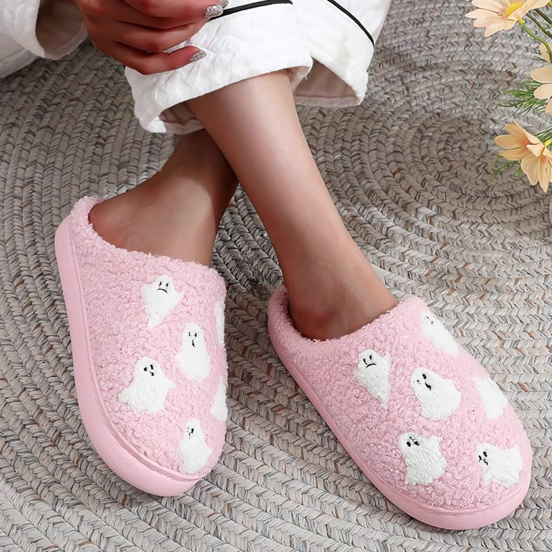 HUMTTO Spooky Halloween Slippers -Cozy Plush Ghost Pumpkin Home Shoes