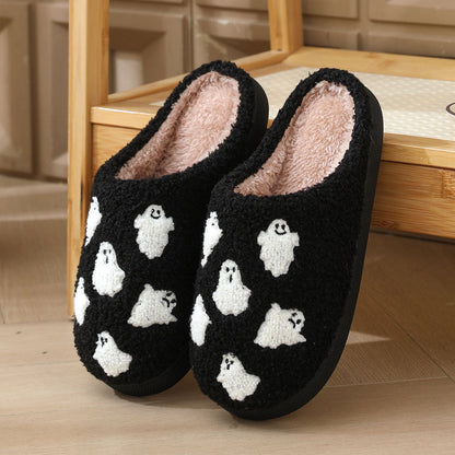 HUMTTO Spooky Halloween Slippers -Cozy Plush Ghost Pumpkin Home Shoes