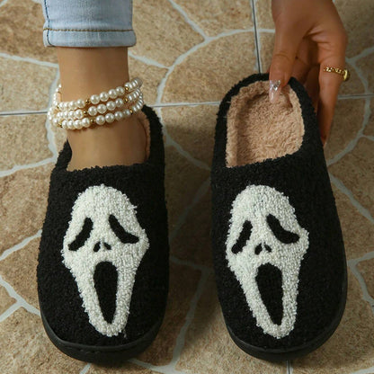 HUMTTO Spooky Halloween Slippers -Cozy Plush Ghost Pumpkin Home Shoes