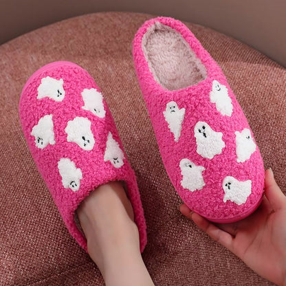 HUMTTO Spooky Halloween Slippers -Cozy Plush Ghost Pumpkin Home Shoes