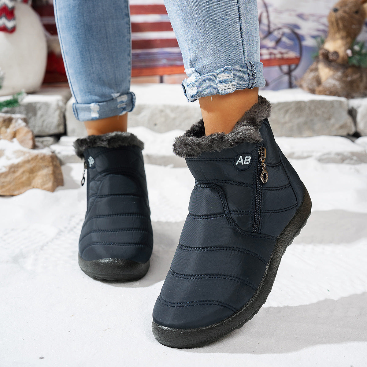Women's Waterproof Warm Walking Boots With Plush Faux Fur Lining Anti Slip Lightweight Comfort