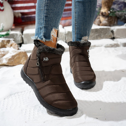 Women's Waterproof Warm Walking Boots With Plush Faux Fur Lining Anti Slip Lightweight Comfort