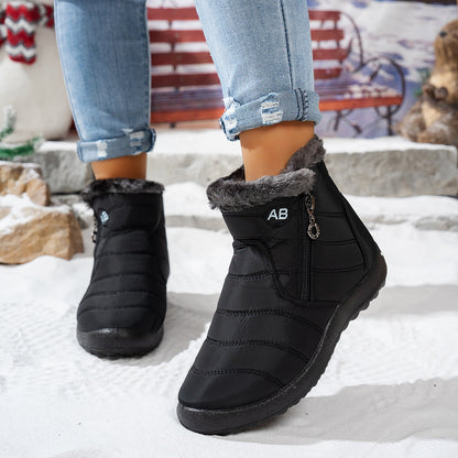 Women's Waterproof Warm Walking Boots With Plush Faux Fur Lining Anti Slip Lightweight Comfort