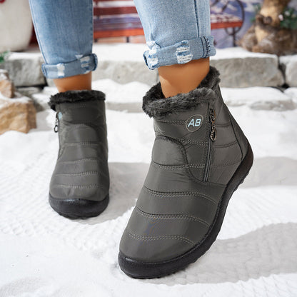 Women's Waterproof Warm Walking Boots With Plush Faux Fur Lining Anti Slip Lightweight Comfort
