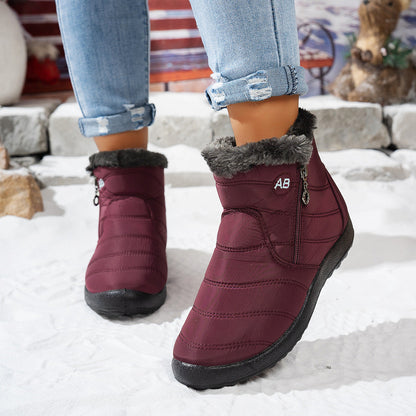 Women's Waterproof Warm Walking Boots With Plush Faux Fur Lining Anti Slip Lightweight Comfort