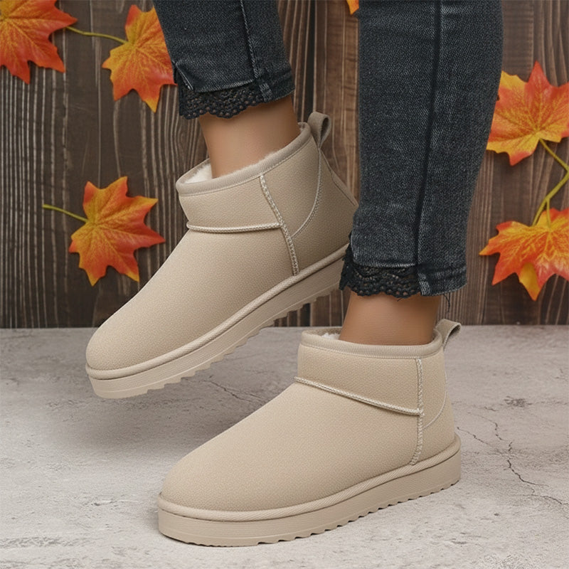 Women Ultra Mini Winter Boots With Arch Support Plush Suede Ankle Booties For All Day Comfort