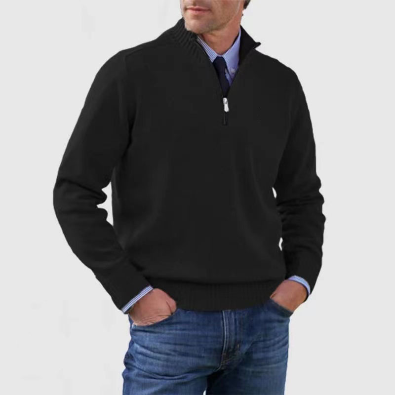 Semi-closed pull with zipper for men