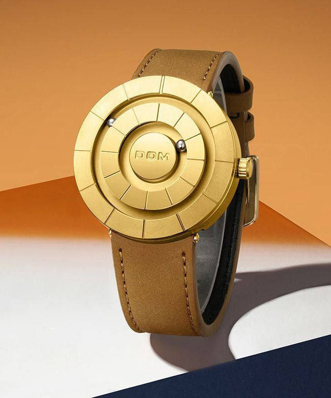 Montres étanches à quartz en cuir marron faites à la main - TrendAura
