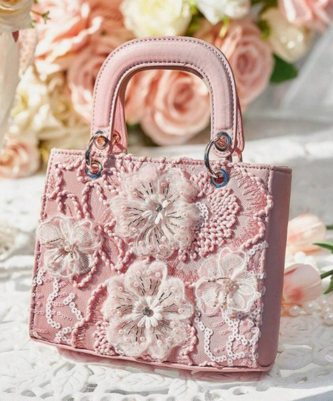 Mini sac en similicuir brodé de fleurs roses fait main - TrendAura