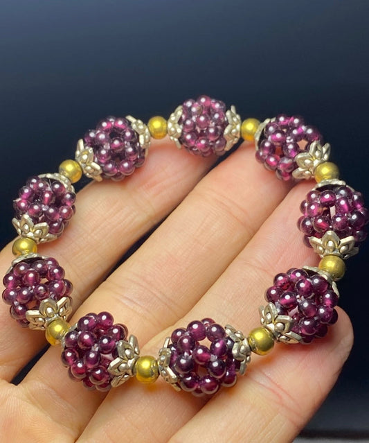 Bracelet chaîne fait main en alliage violet avec grenat grenade - TrendAura