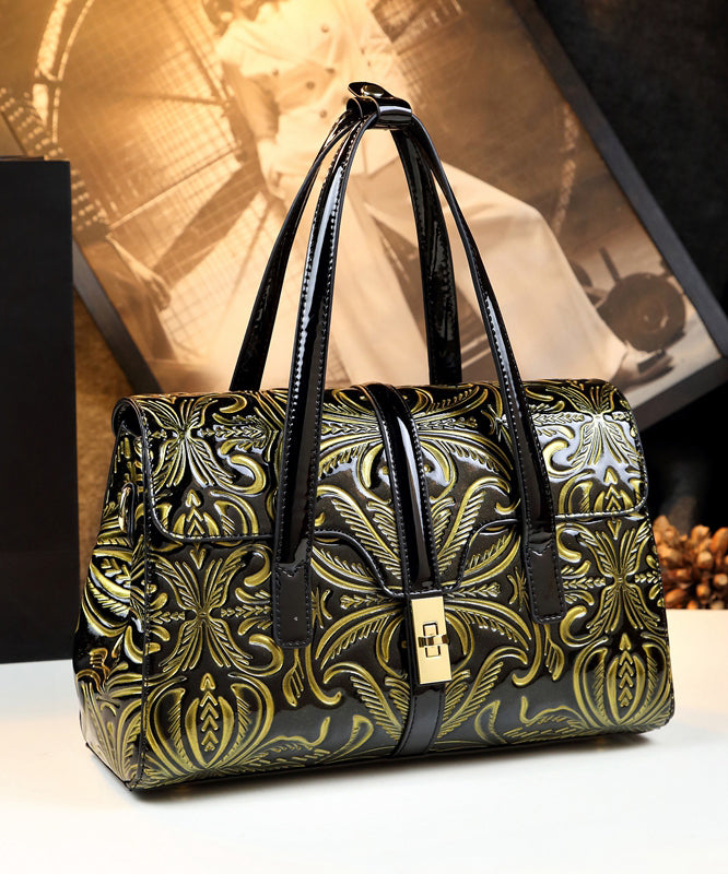 Sac fourre-tout rétro fait main en cuir de veau gaufré de grande capacité - TrendAura
