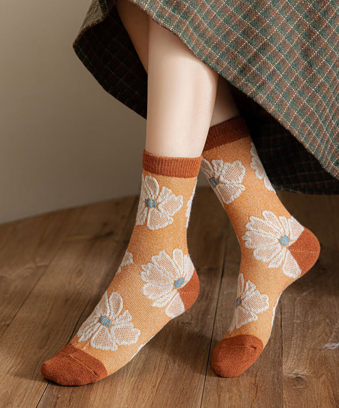 Chaussettes hautes en coton jacquard épais, faites à la main - TrendAura