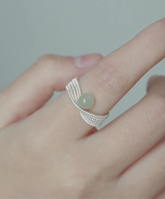 Bagues en argent sterling et jade tissées à la main - TrendAura
