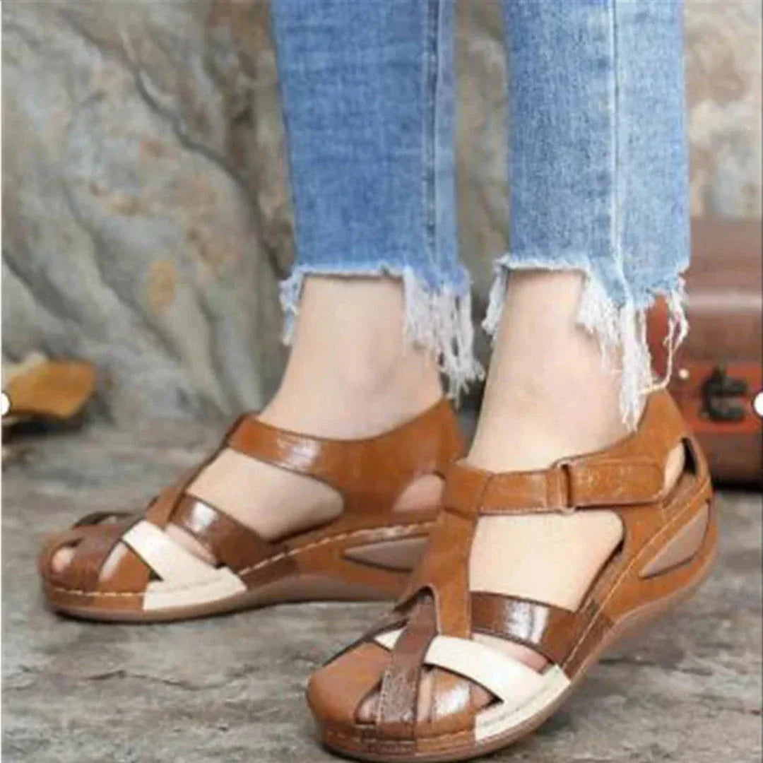 Harriet Closed-Toe Leather Sandals