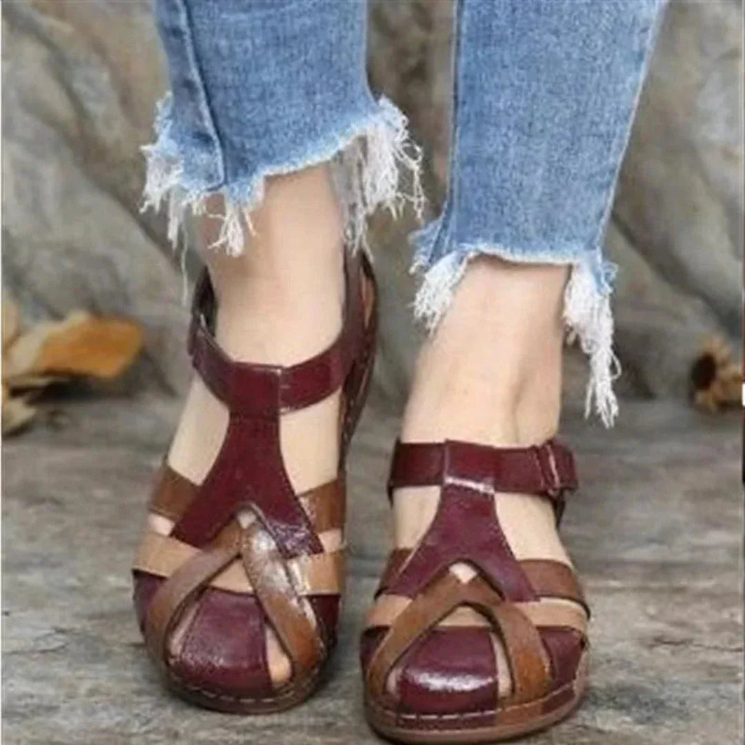 Harriet Closed-Toe Leather Sandals