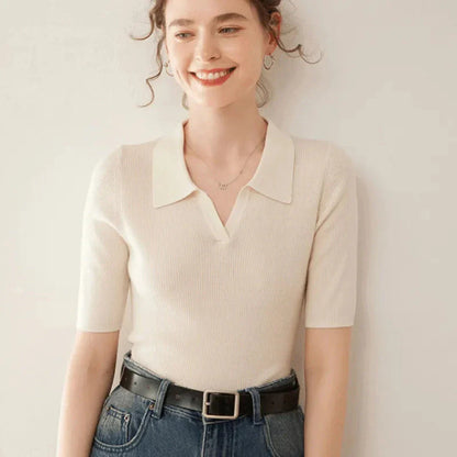 Hattie 100% Cashmere Polo Knit