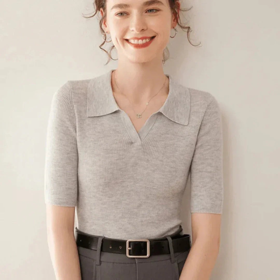 Hattie 100% Cashmere Polo Knit