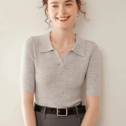 Hattie 100% Cashmere Polo Knit