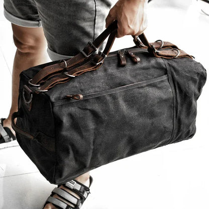 TrendAura TrekCanvas Waxed Bag - Waterproof Waxed Canvas With Durable Leather Straps