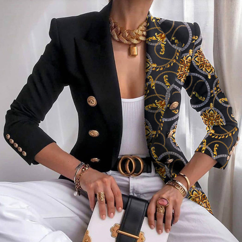 Eleanor | Women’s Contrast Panel Buttoned Work Blazer