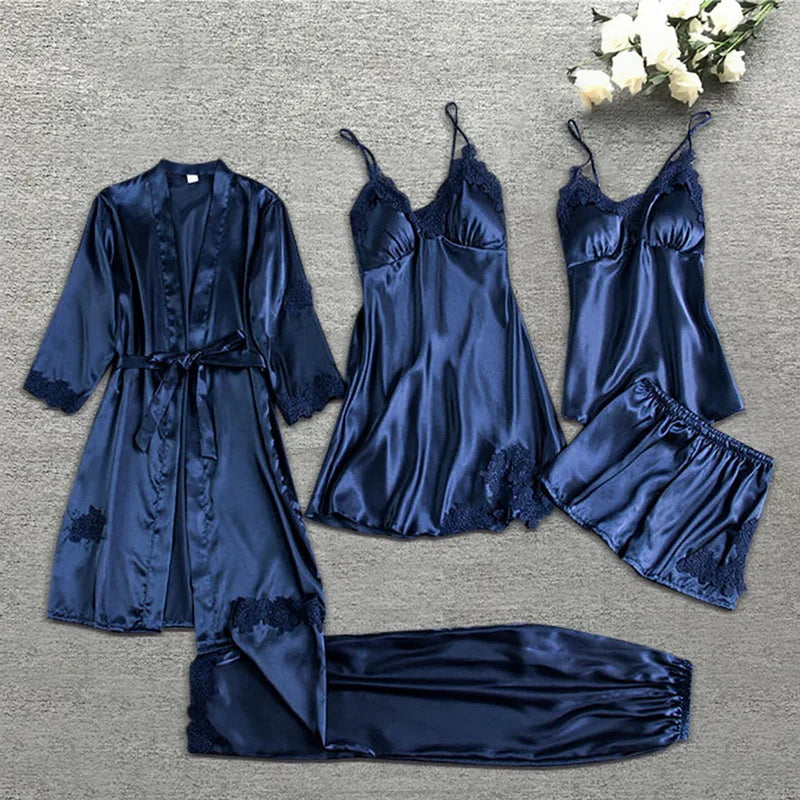 Eloura-Moda | Five-piece silk robe set