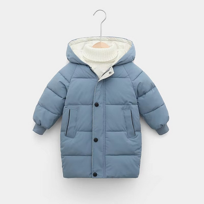 Kids Long Hoodie Jacket, Thick Winter Coat for Boys and Girls Ages 4–10