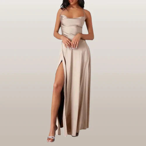 Vera | Elegant satin maxi dress with slit