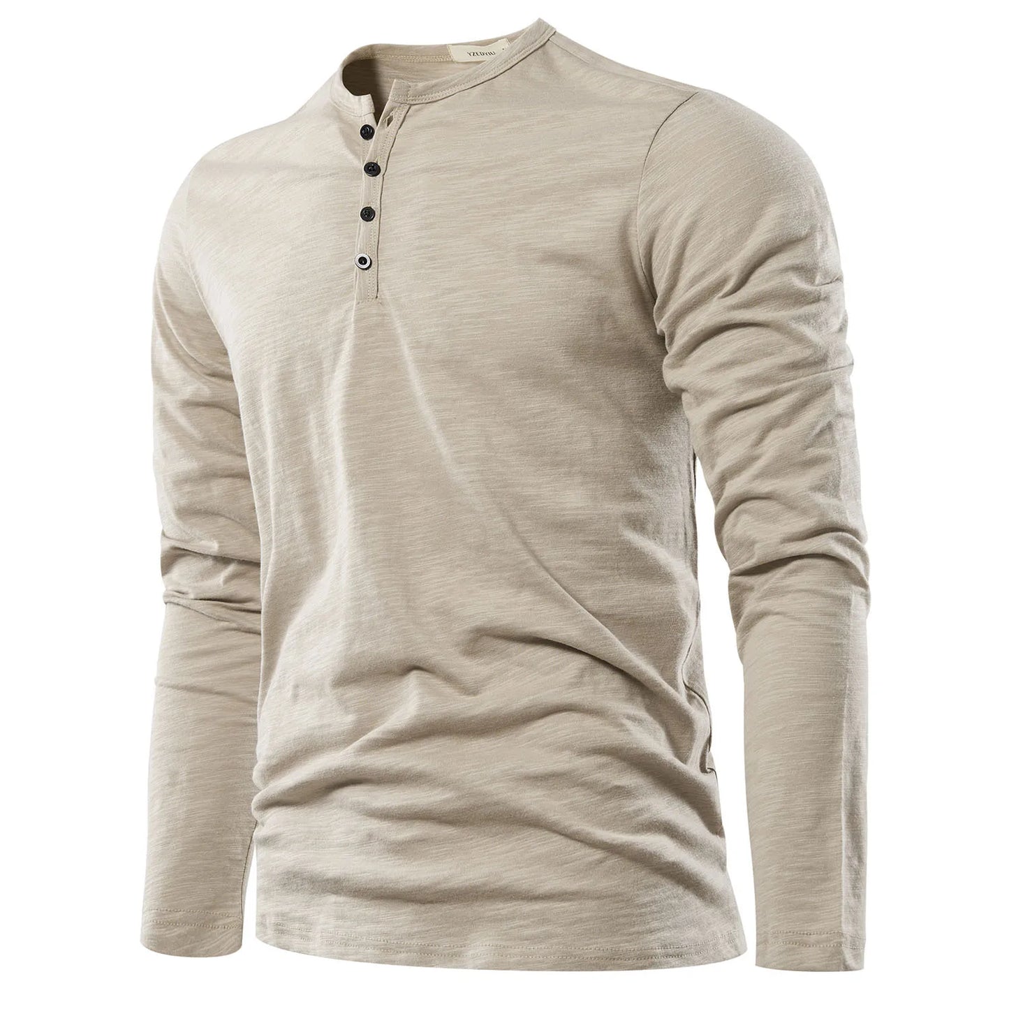 Max Men's Long-Sleeve Henley Shirt With Slub Cotton Comfort For Office And Casual Wear