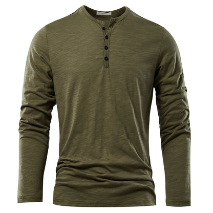 Max Men's Long-Sleeve Henley Shirt With Slub Cotton Comfort For Office And Casual Wear