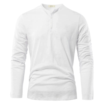 Max Men's Long-Sleeve Henley Shirt With Slub Cotton Comfort For Office And Casual Wear